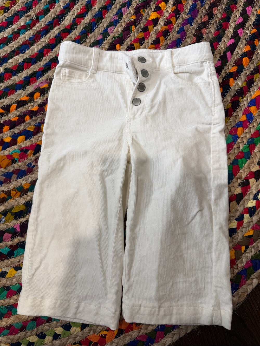 Janie and Jack Off-White Snap-Front Corduroy Pants -18-24M